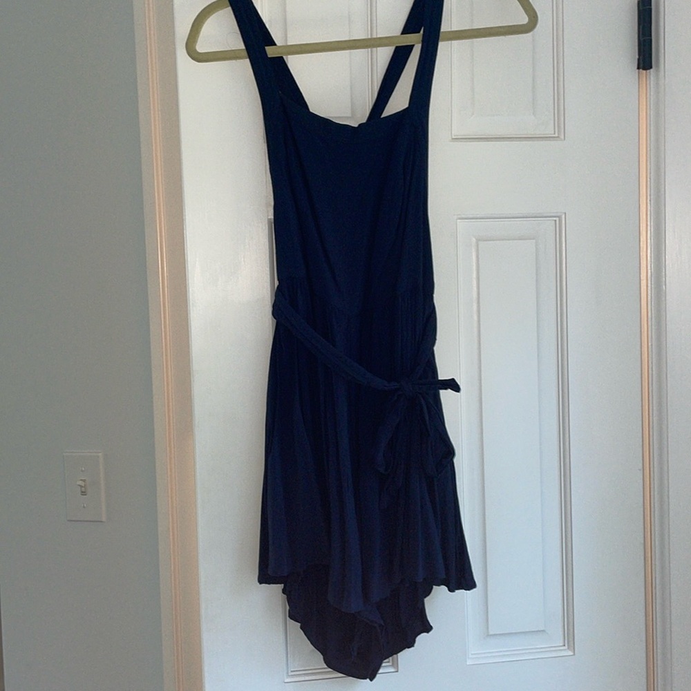 Navy blue open back romper